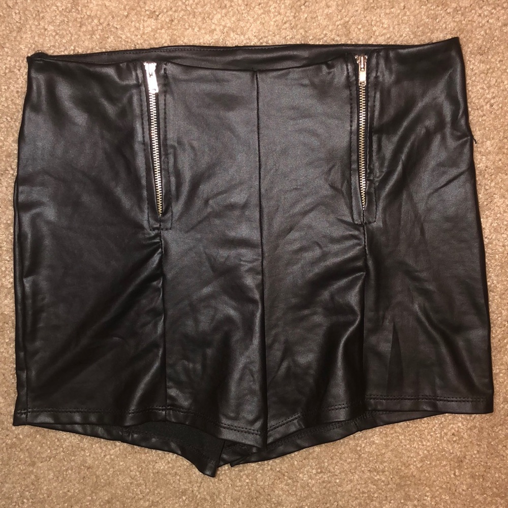 Black Faux Leather Shorts
